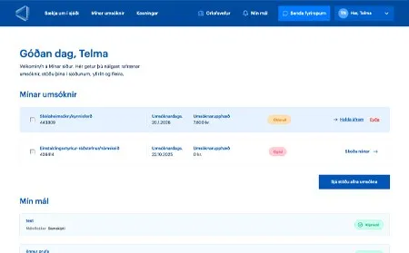 Forsíða Minna síðna Kennarasambands Íslands með umsóknum og málum